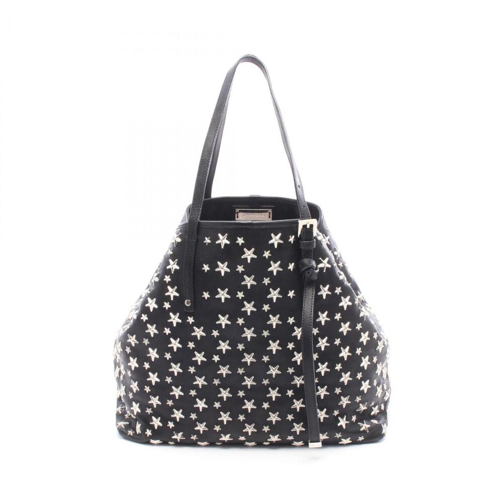 Jimmy Choo Sasha Star Studded Tote Bag Handbag Leather Women's Black